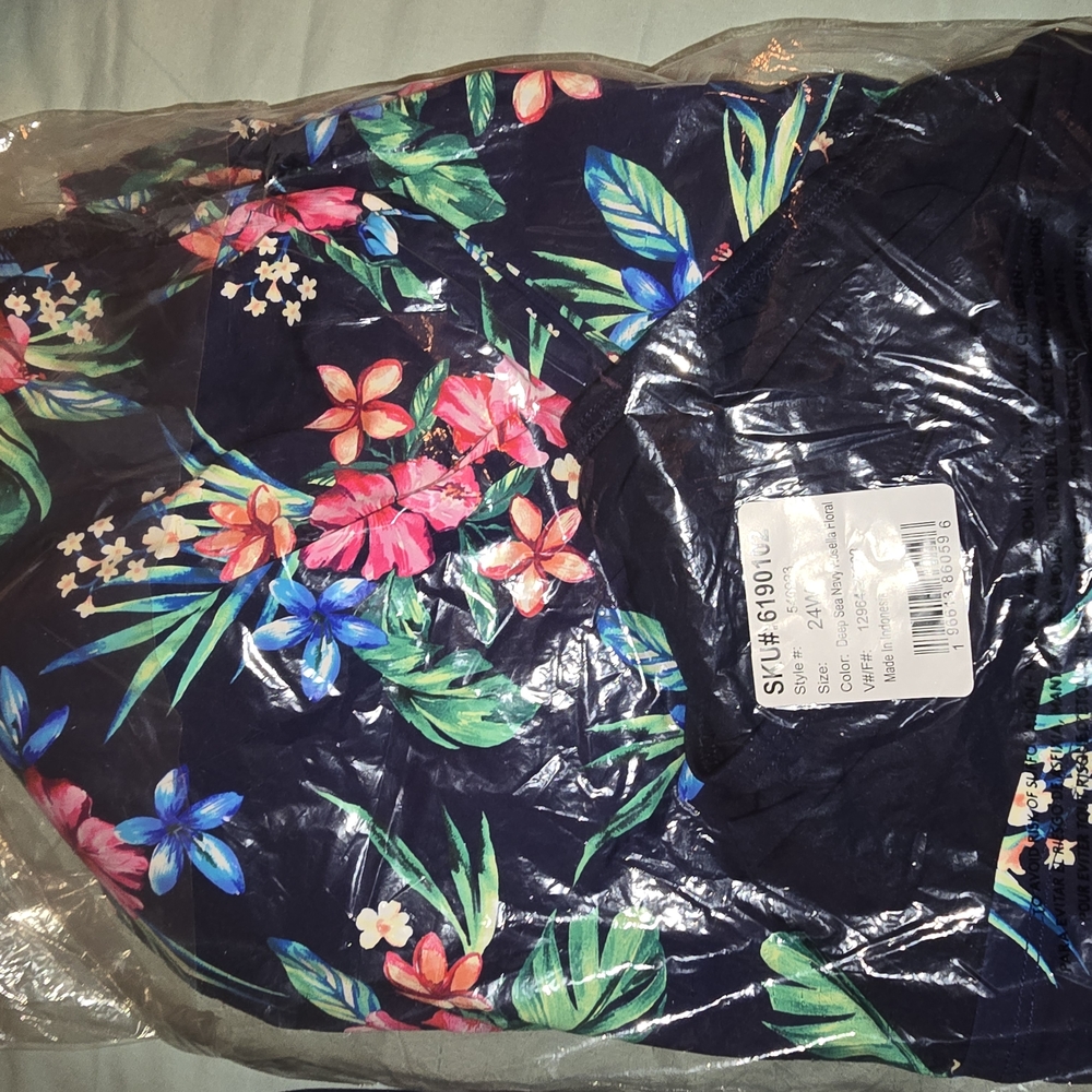 Lands' End Floral One Piece Swimsuit - Navy and Multicolor